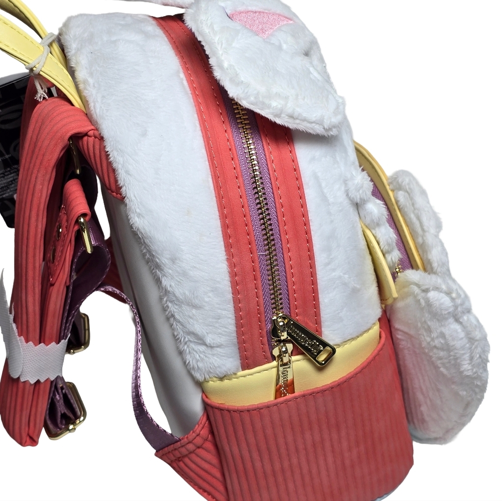 Loungefly Disney Alice Wonderland White Rabbit Fuzzy Mini Backpack NWT SOLD OUT - Picture 4 of 6